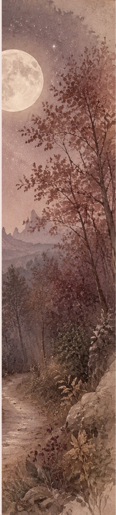 Lluna plena sobre un camí de bosc